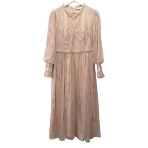 Ivy City Co. Last Songbird Pink Pleated Tulle Dress Size Small